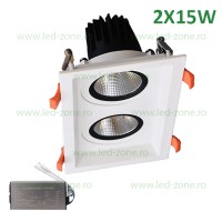 SPOTURI LED DE SIGURANTA - Reduceri Spot LED 2X15W Dreptunghiular LZ01 Alb Emergenta Promotie